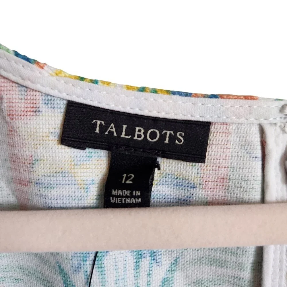 Talbots Dress 12 Green Multi Tropical Parrot Bird Floral Sleeveless Buttons NEW - Picture 4 of 11